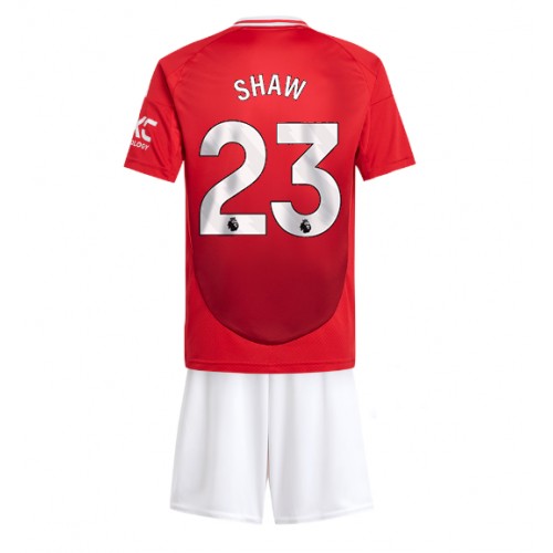 Fotbalové Dres Manchester United Luke Shaw #23 Dětské Domácí 2024-25 Krátký Rukáv (+ trenýrky)